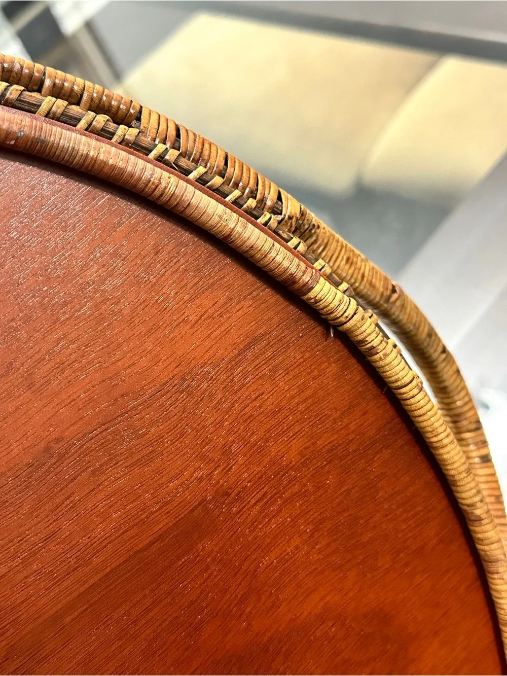 Vintage Pampered Chef Woven Selections Wicker Rattan 17” Round Serving Tray
